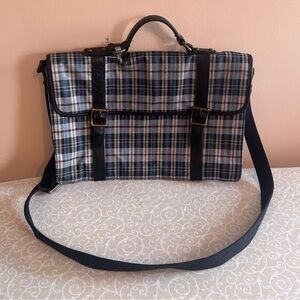 Fossil plaid messenger Bag purse with Black Accents